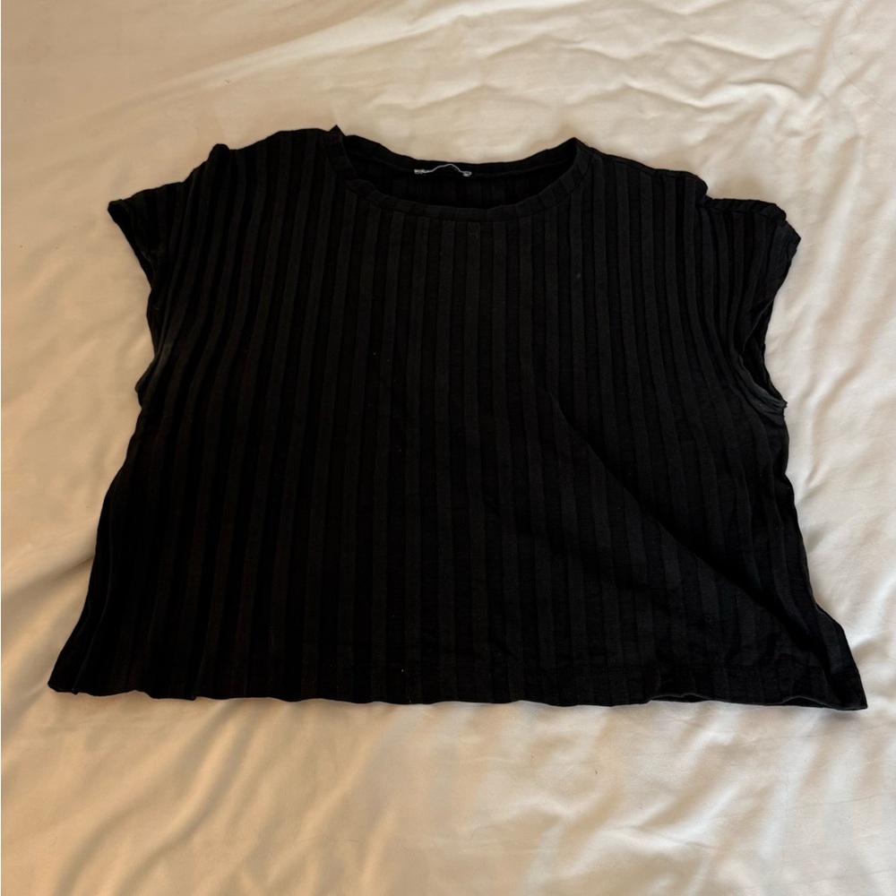 Black ribbed Zara top, size large